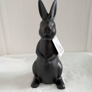 NWT Matte Black Ceramic Bunny Figurine